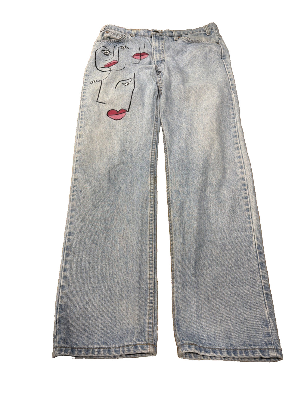 Vintage Levi’s 505 USA Custom Face Art Jeans 32x30 90s